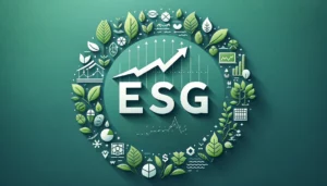 Símbolo do ESG, com gráficos de crescimento financeiro, simbolizando o pilar econômico do ESG