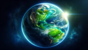 Um globo terrestre no espaço